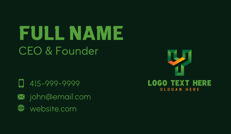 3D Letter Y Business Card