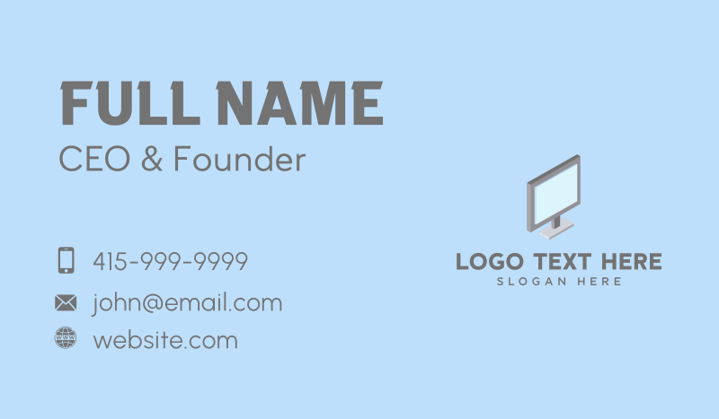 3D Computer Monitor Business Card