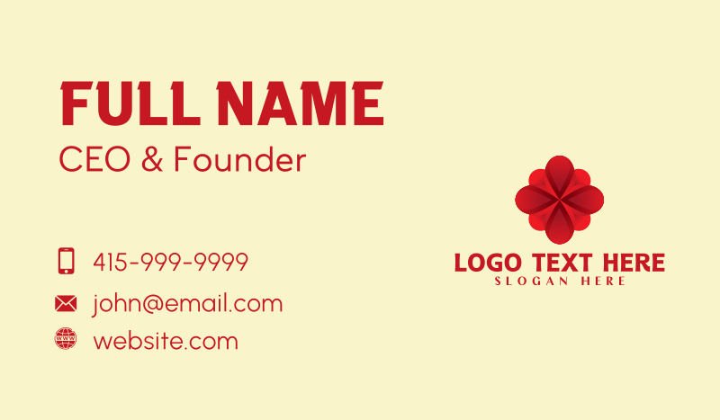 Red 3D Flower Business Card